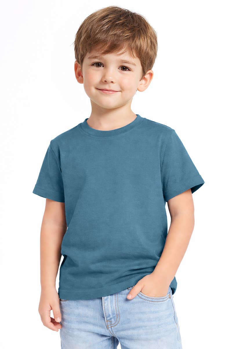 Boys' Round Neck Cotton Tee – Blue