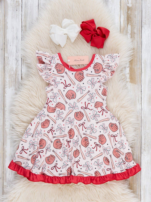 Ribbon Bat Catch Ruffle Dress