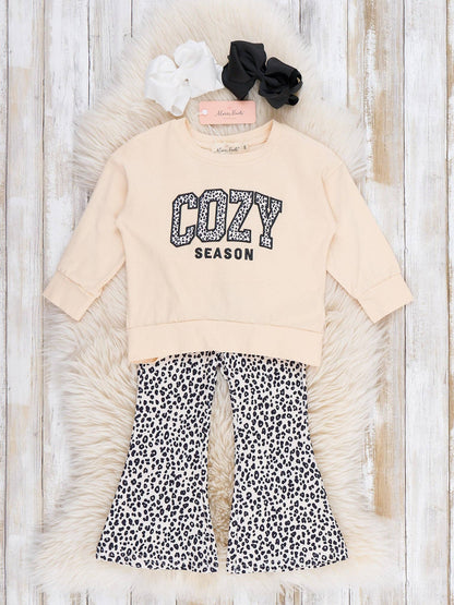 "Cozy Season" Leopard Bell Bottom Outfit