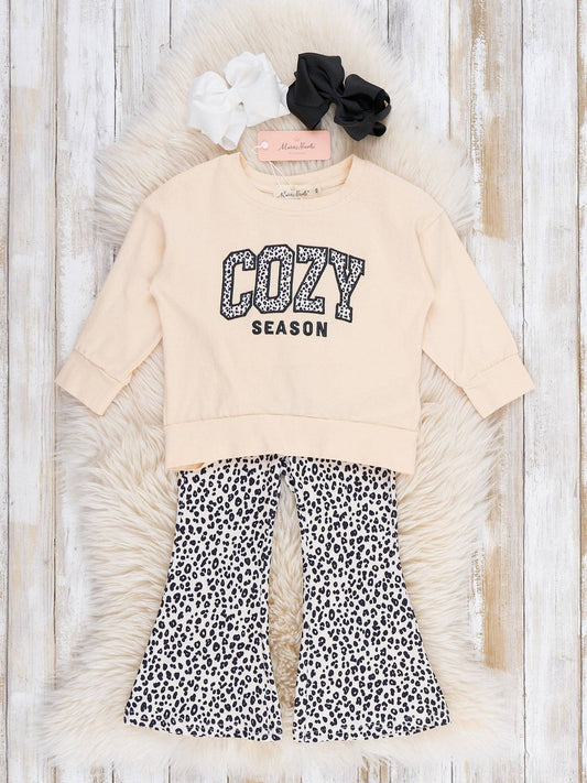 "Cozy Season" Leopard Bell Bottom Outfit