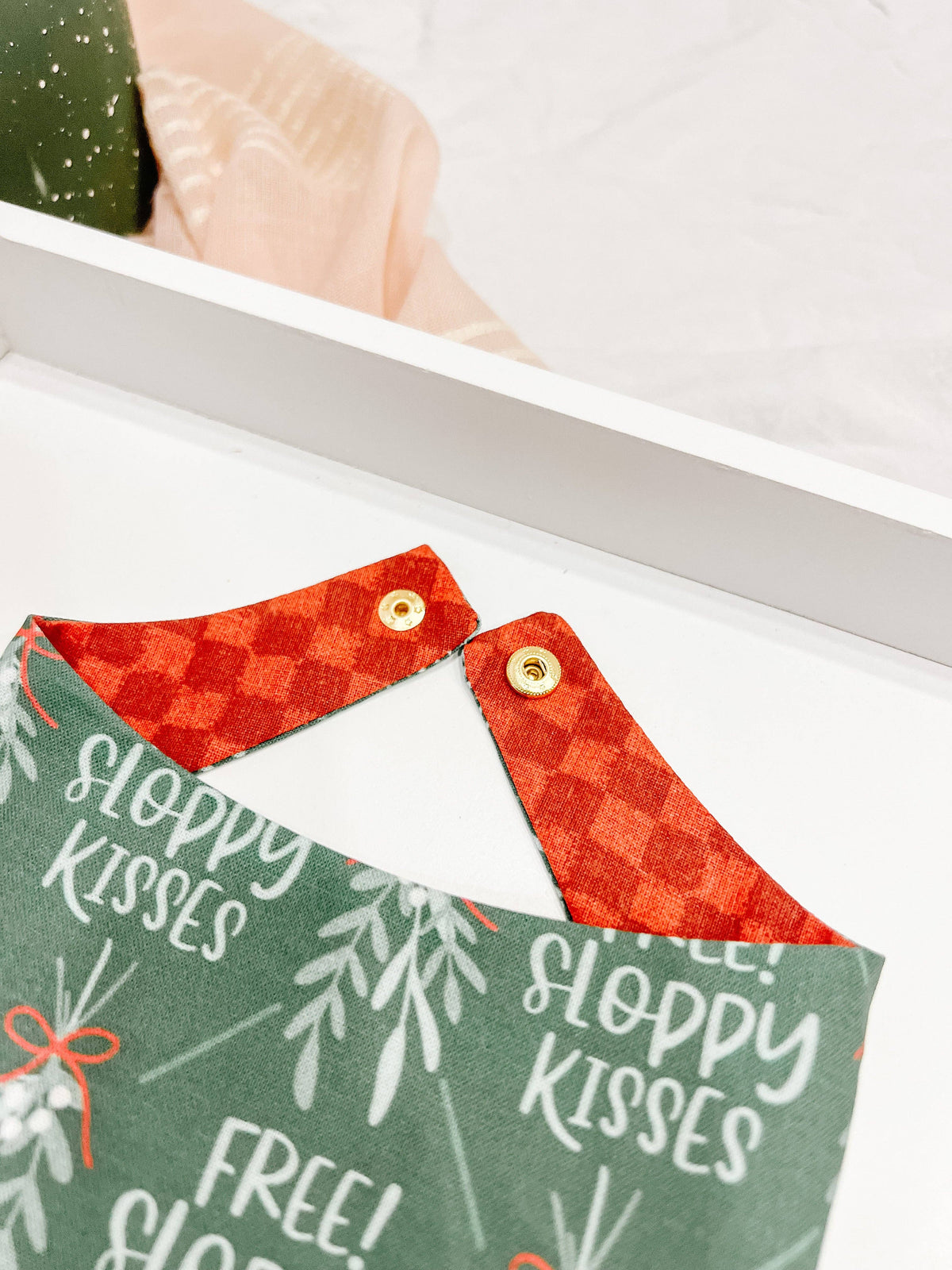 Christmas Snap-On Reversible Dog Bandana, Curved Neck