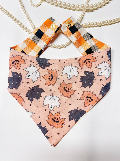 Halloween Leaves Snap-On Reversible Dog Bandana