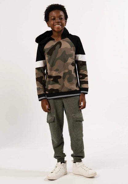 Boys’ Garment-Dyed Cargo Fleece Joggers