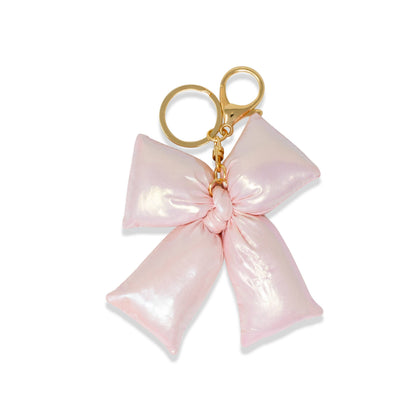 Shiny Quilted Fluffy Bow Handbag