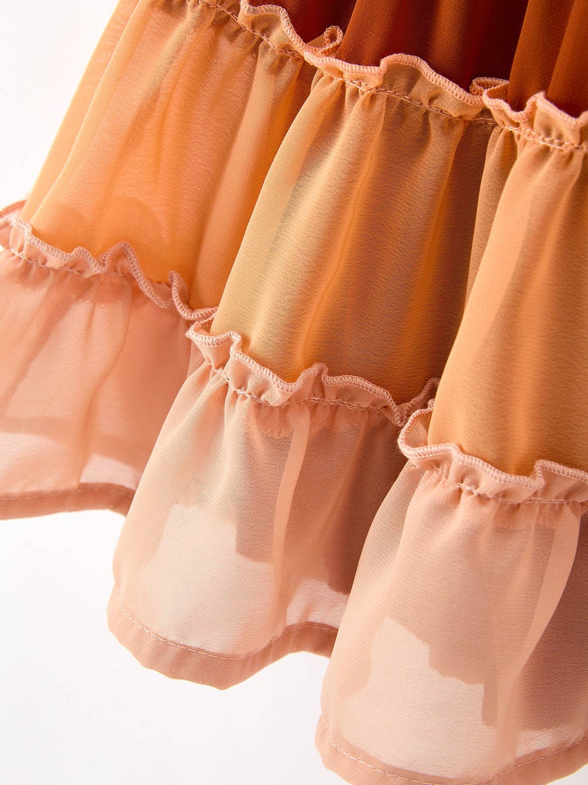 Fall Girls Ombré Smocked Vertical Ruffle Strap Dress