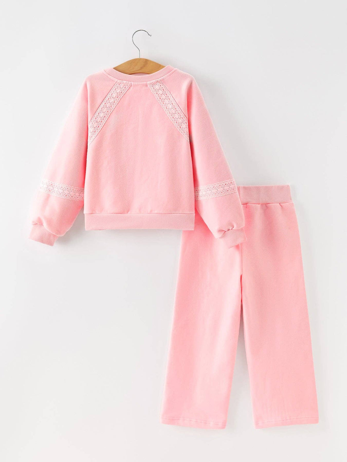 Christmas Tree Appliqué Girls Pink Sweatshirt And Pants Set