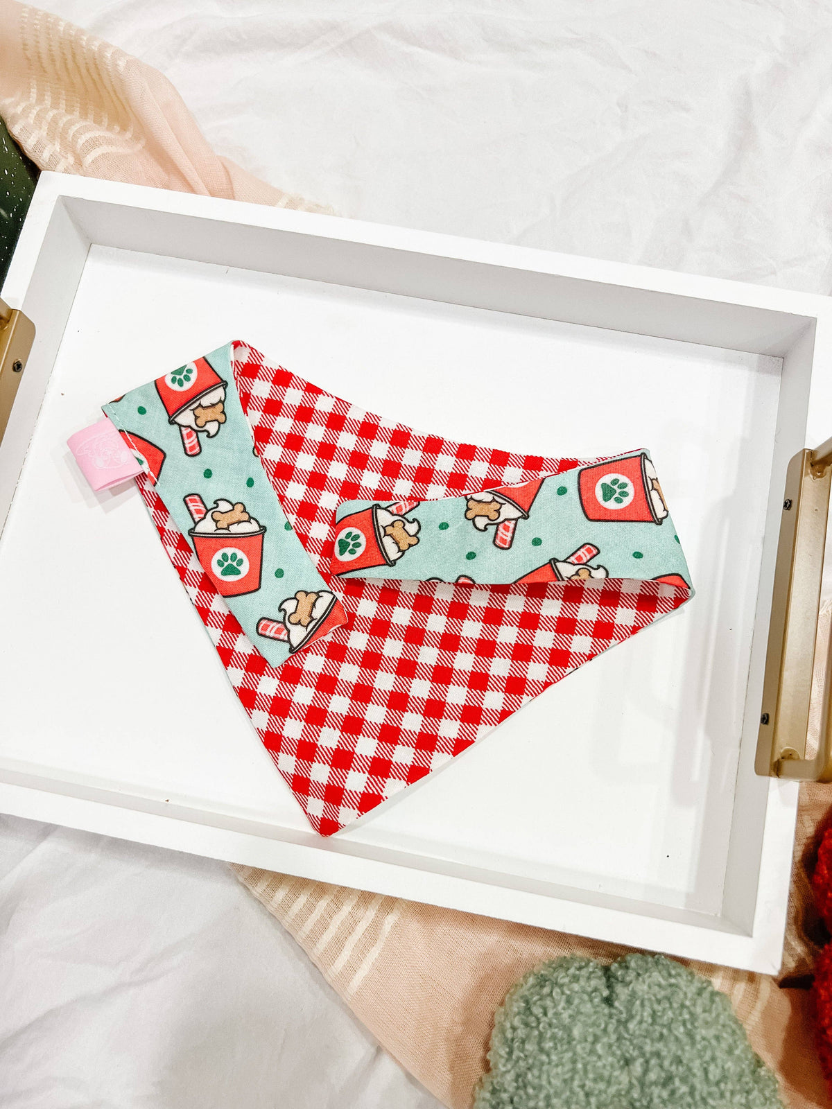 Christmas Snap-On Reversible Dog Bandana, Curved Neck