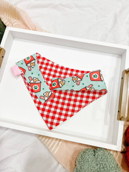 Christmas Snap-On Reversible Dog Bandana, Curved Neck