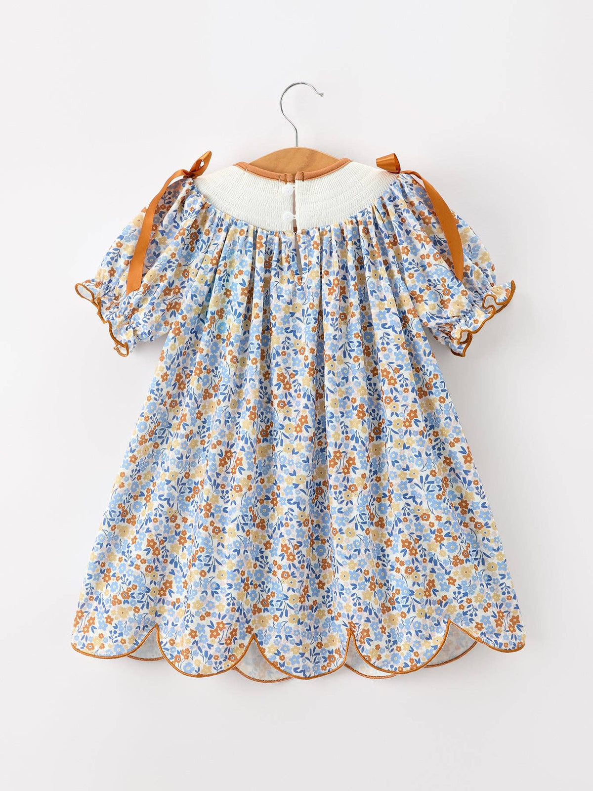 Fall Floral Smocked Girls Dress