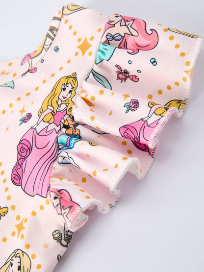 Summer Pattern Ruffle Sleeve Girls Dress