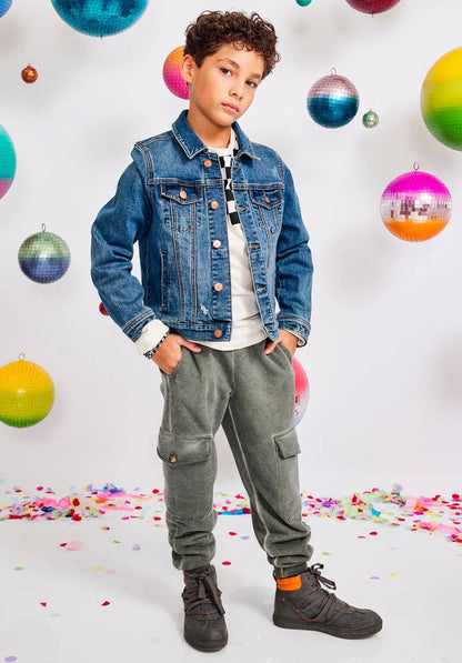 Boys’ Garment-Dyed Cargo Fleece Joggers