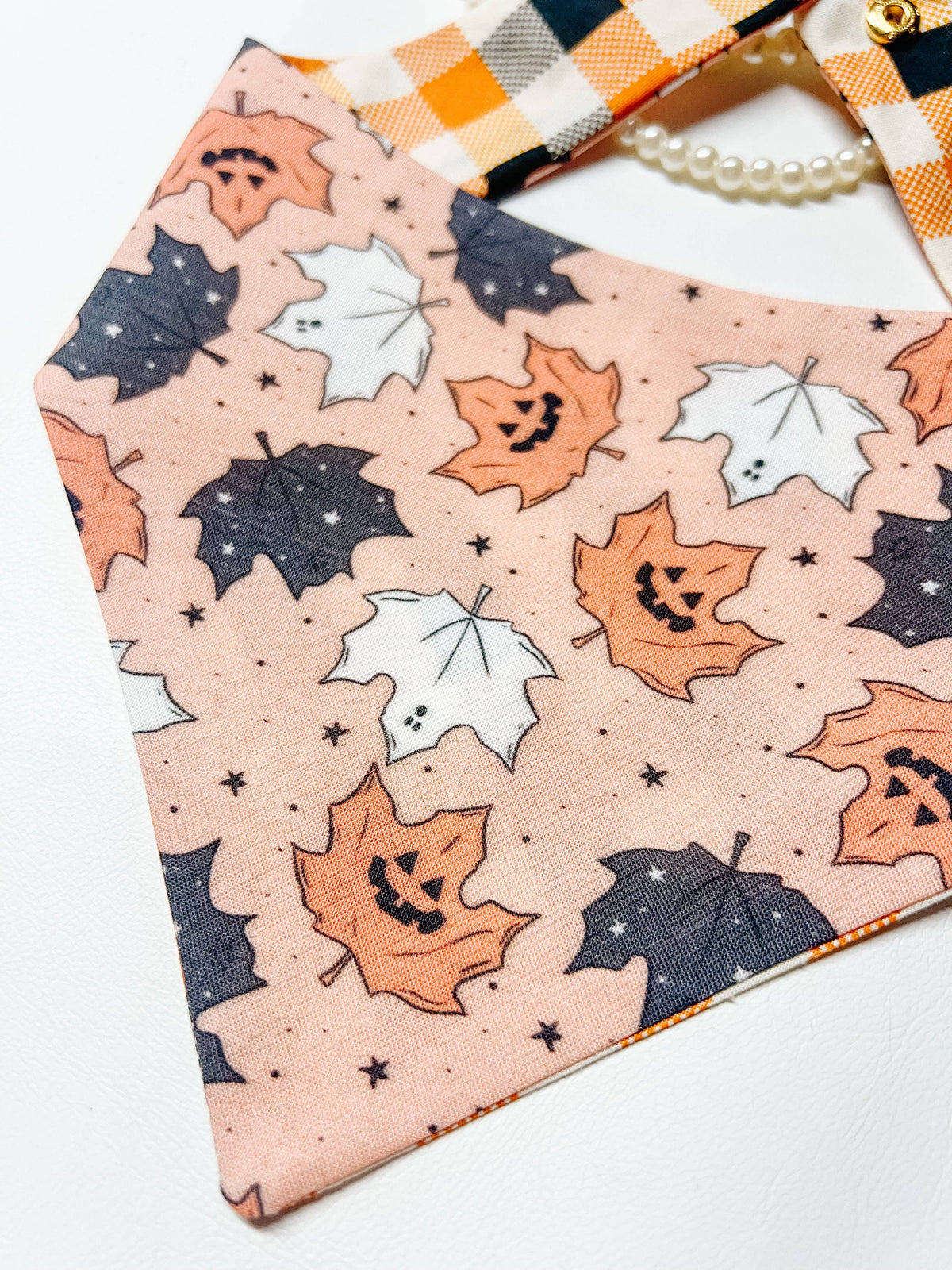 Halloween Leaves Snap-On Reversible Dog Bandana