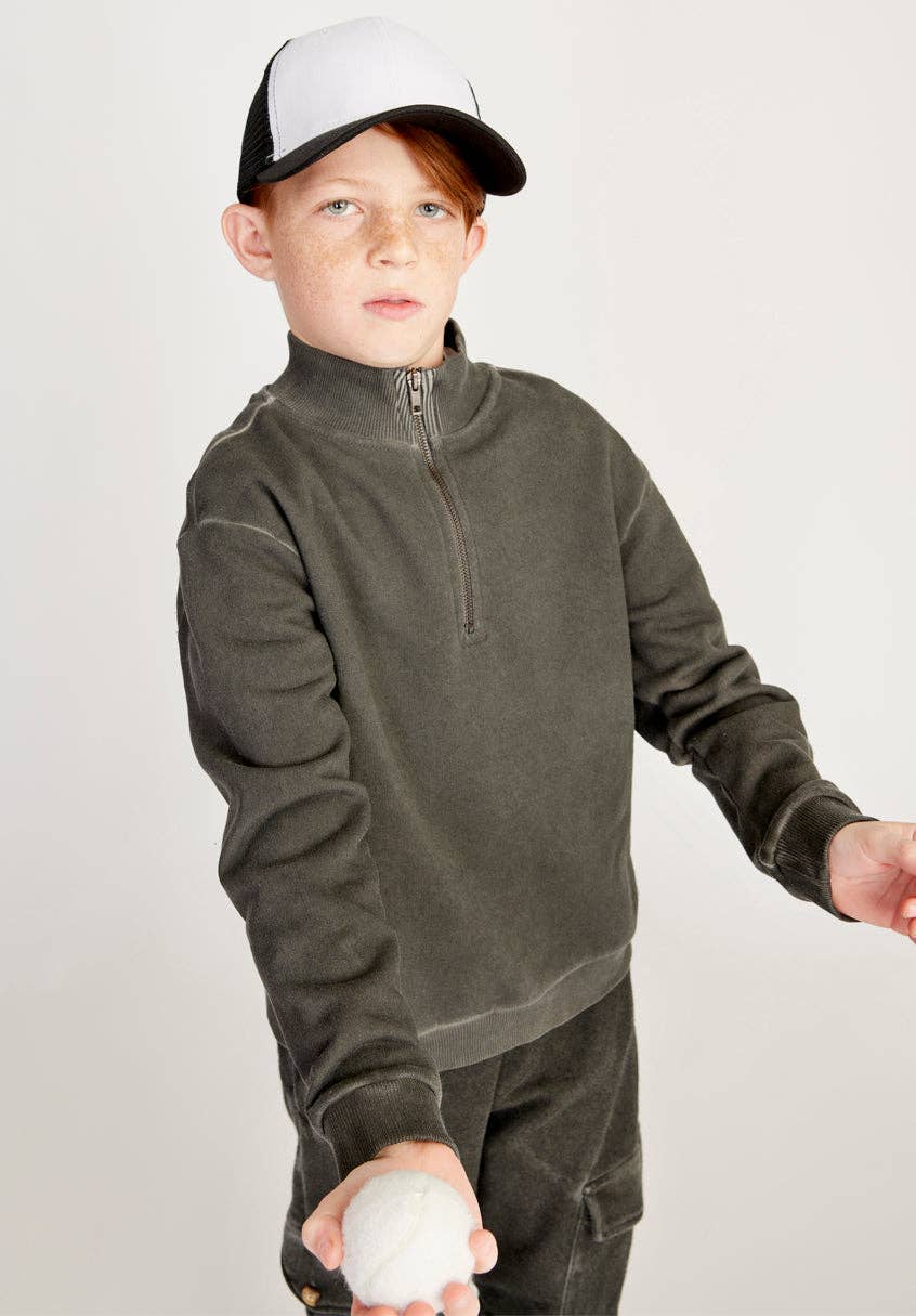 Boys’ Garment-Dyed Half-Zip Sweatshirt