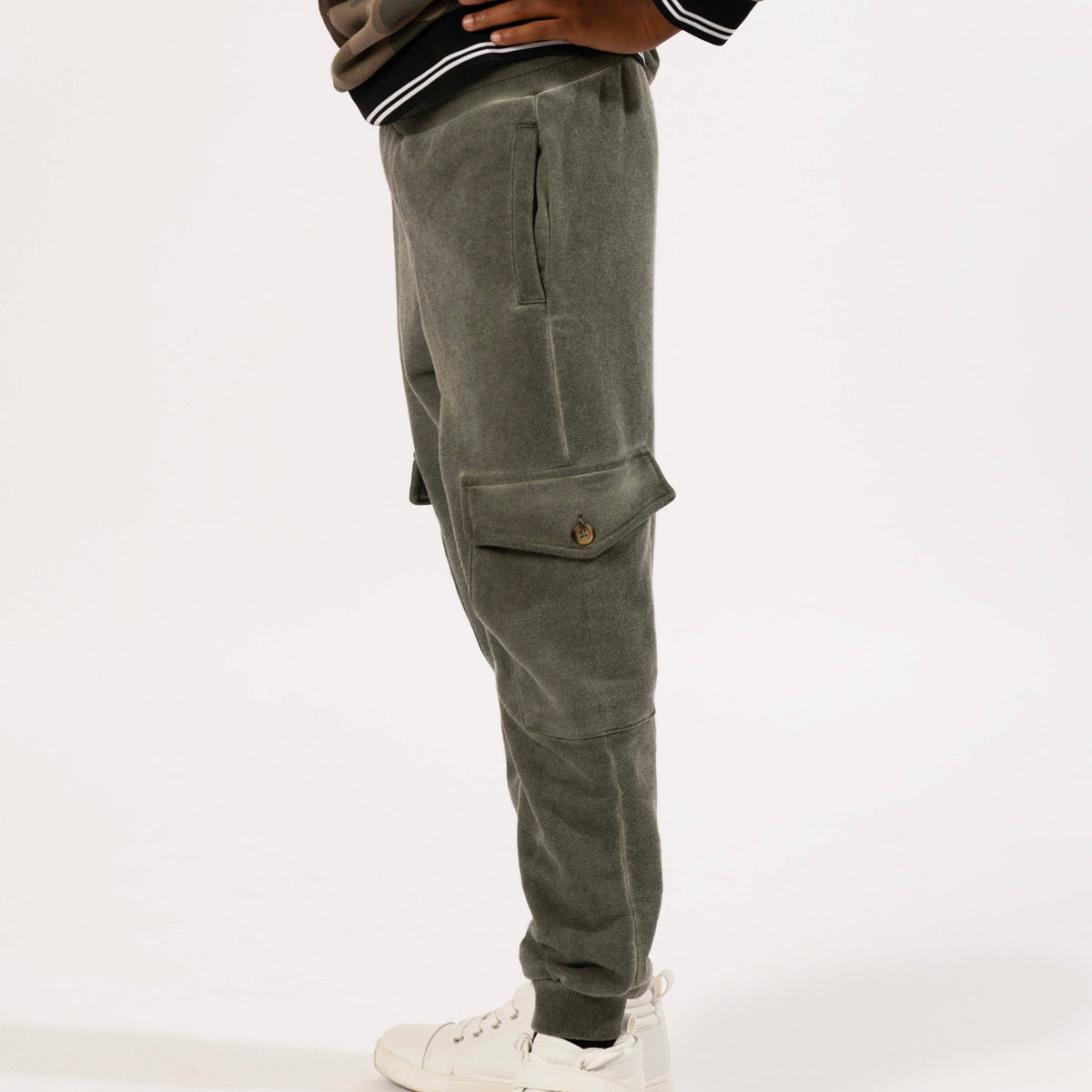 Boys’ Garment-Dyed Cargo Fleece Joggers