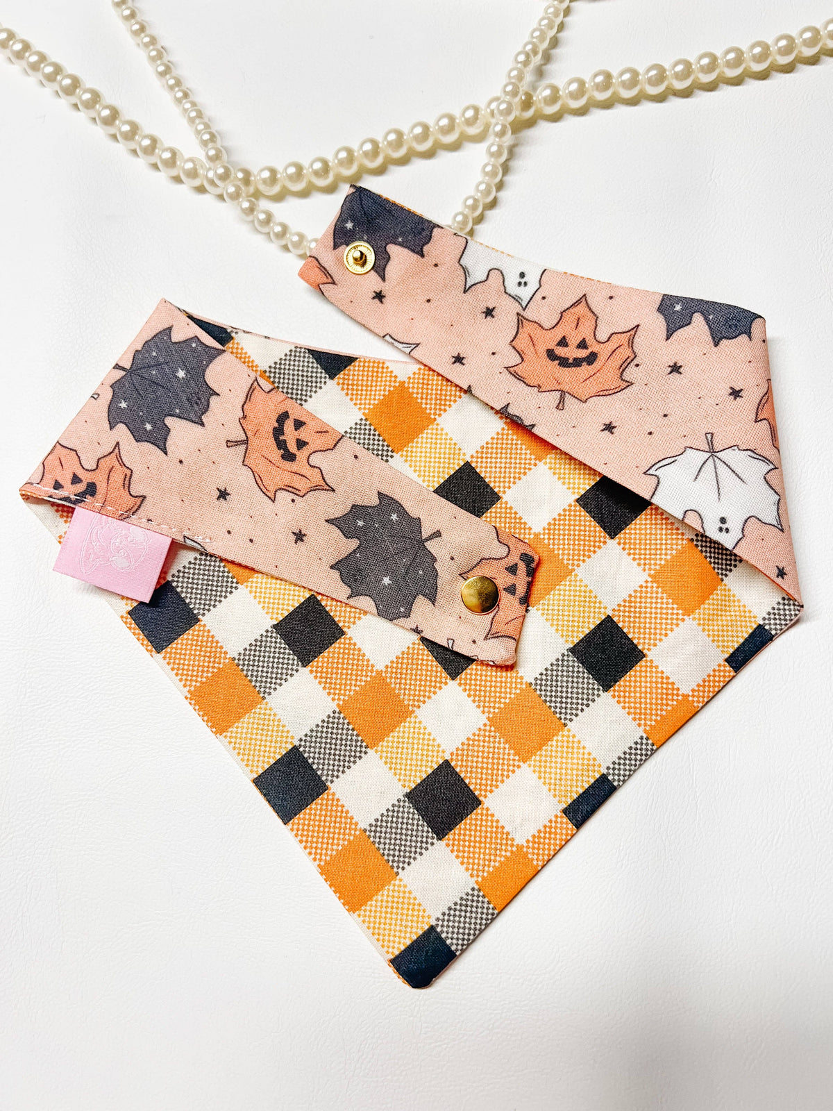 Halloween Leaves Snap-On Reversible Dog Bandana