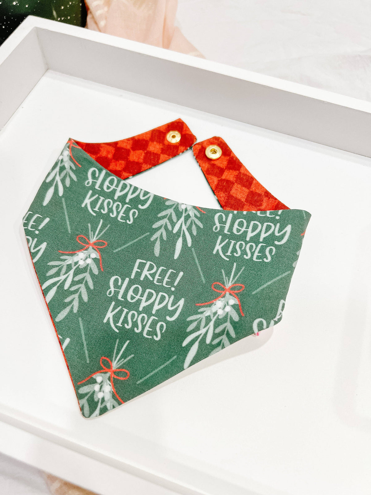 Christmas Snap-On Reversible Dog Bandana, Curved Neck