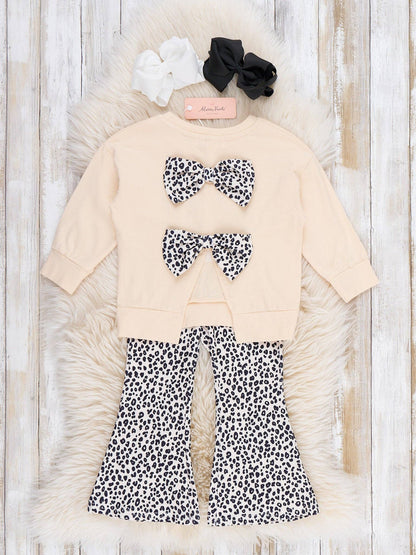 "Cozy Season" Leopard Bell Bottom Outfit
