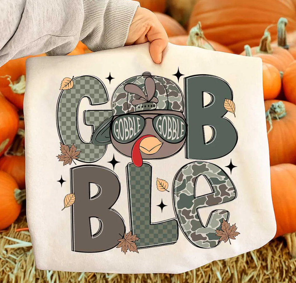 Gobble Thanksgiving Boys Long Sleeve Shirt