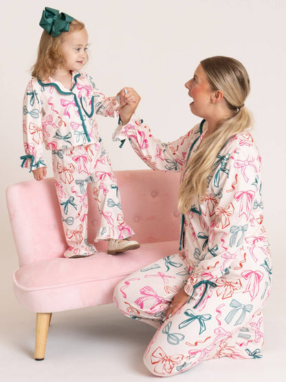 Jolly Bowtie Cropped Ruffle Pajamas