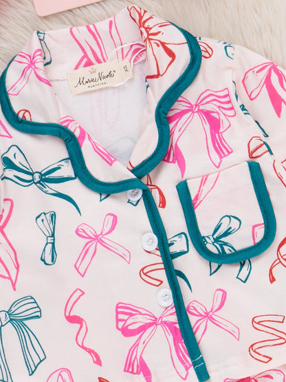 Jolly Bowtie Cropped Ruffle Pajamas
