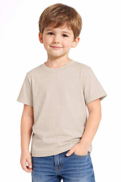 Boys' Round Neck Cotton Tee – Light Grey