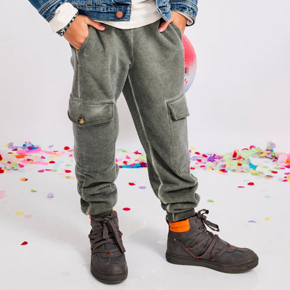 Boys’ Garment-Dyed Cargo Fleece Joggers
