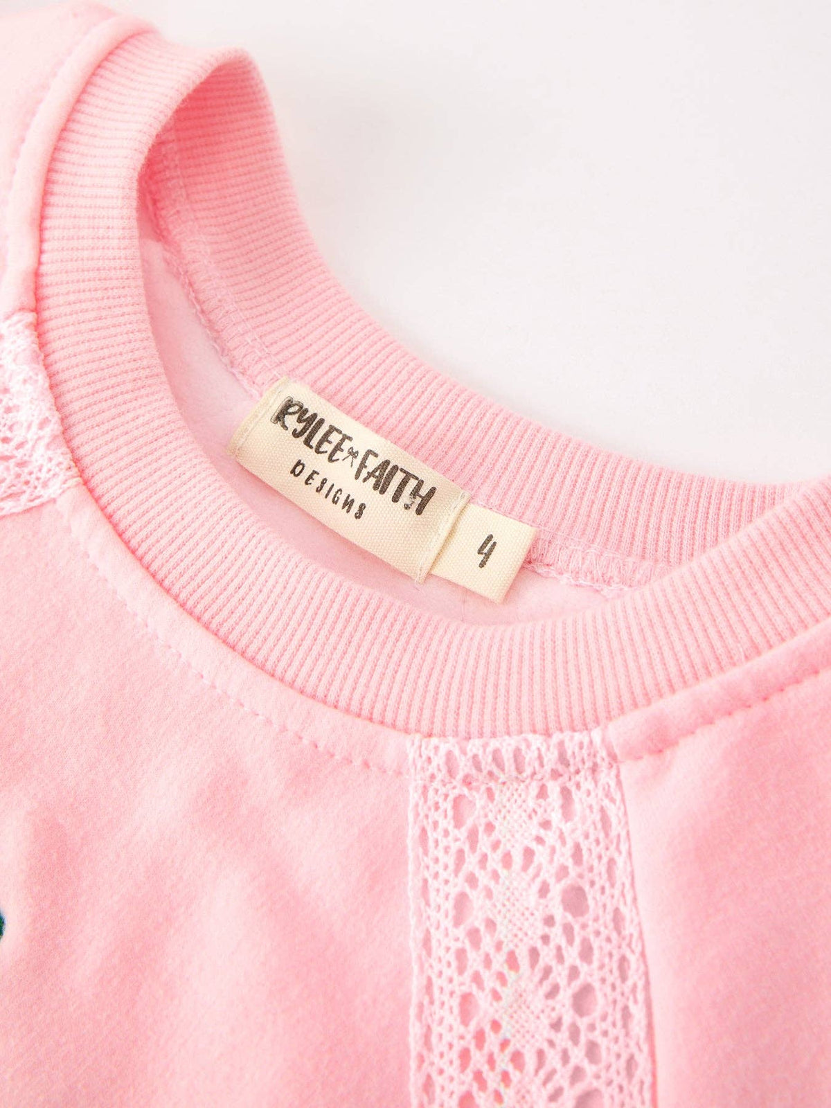 Christmas Tree Appliqué Girls Pink Sweatshirt And Pants Set