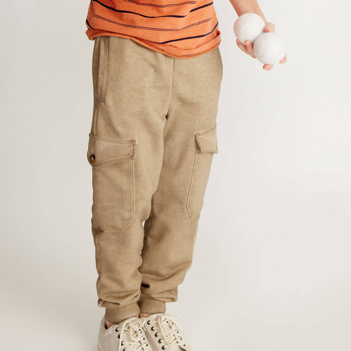 Boys’ Garment-Dyed Cargo Fleece Joggers