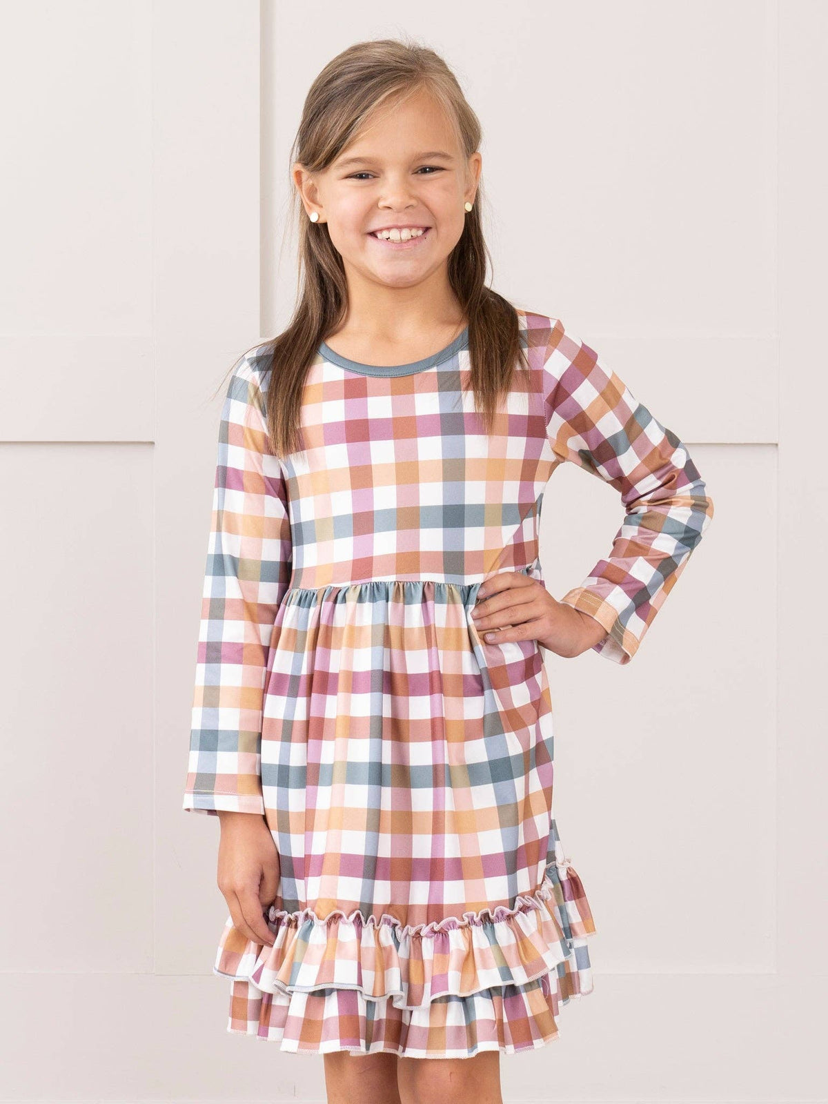 Cranberry Vintage Plaid Ruffle Dress