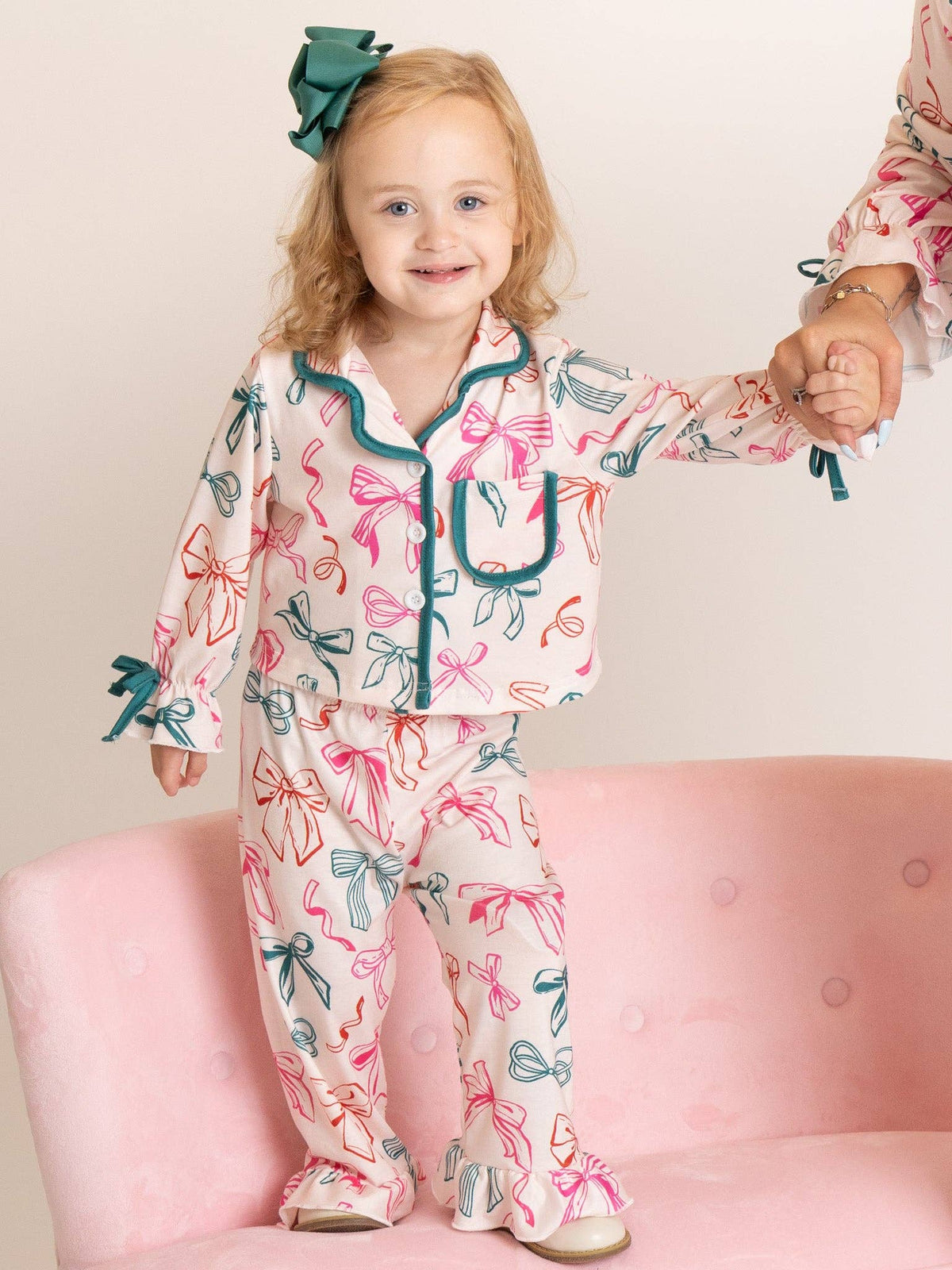 Jolly Bowtie Cropped Ruffle Pajamas