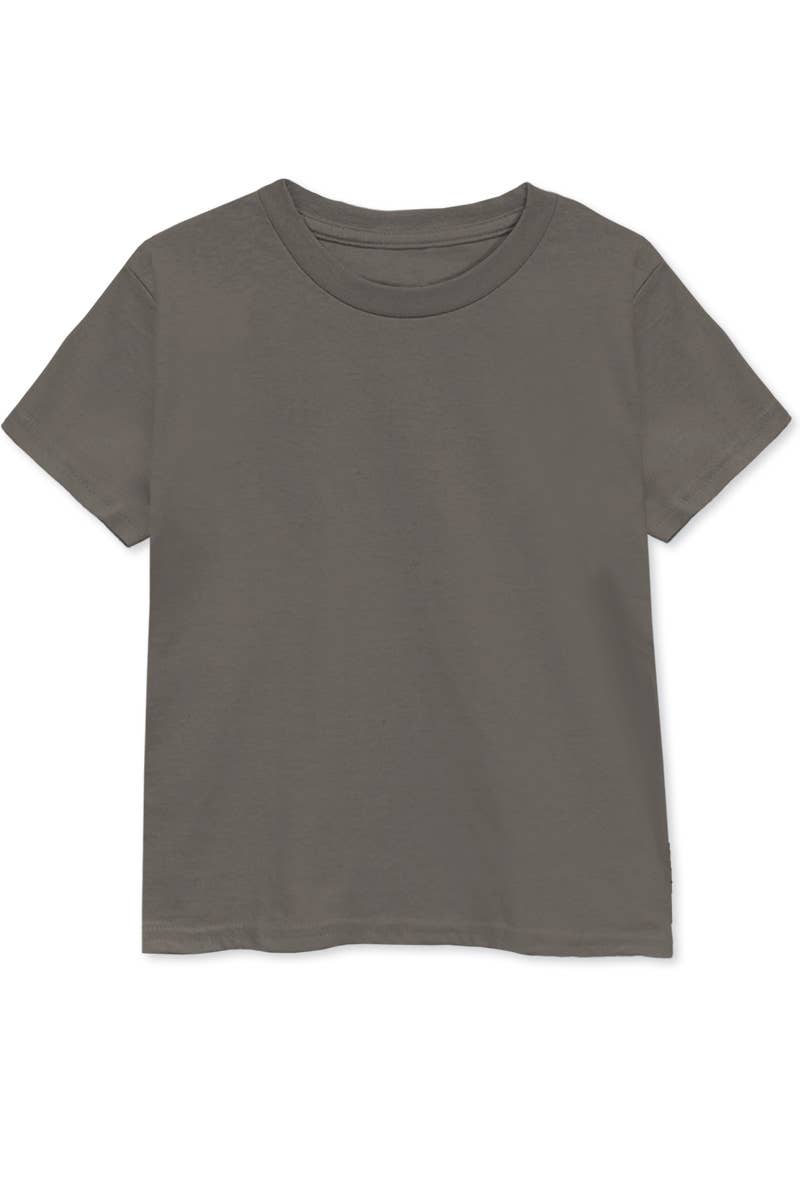 Boys' Round Neck Cotton Tee – Dark Grey