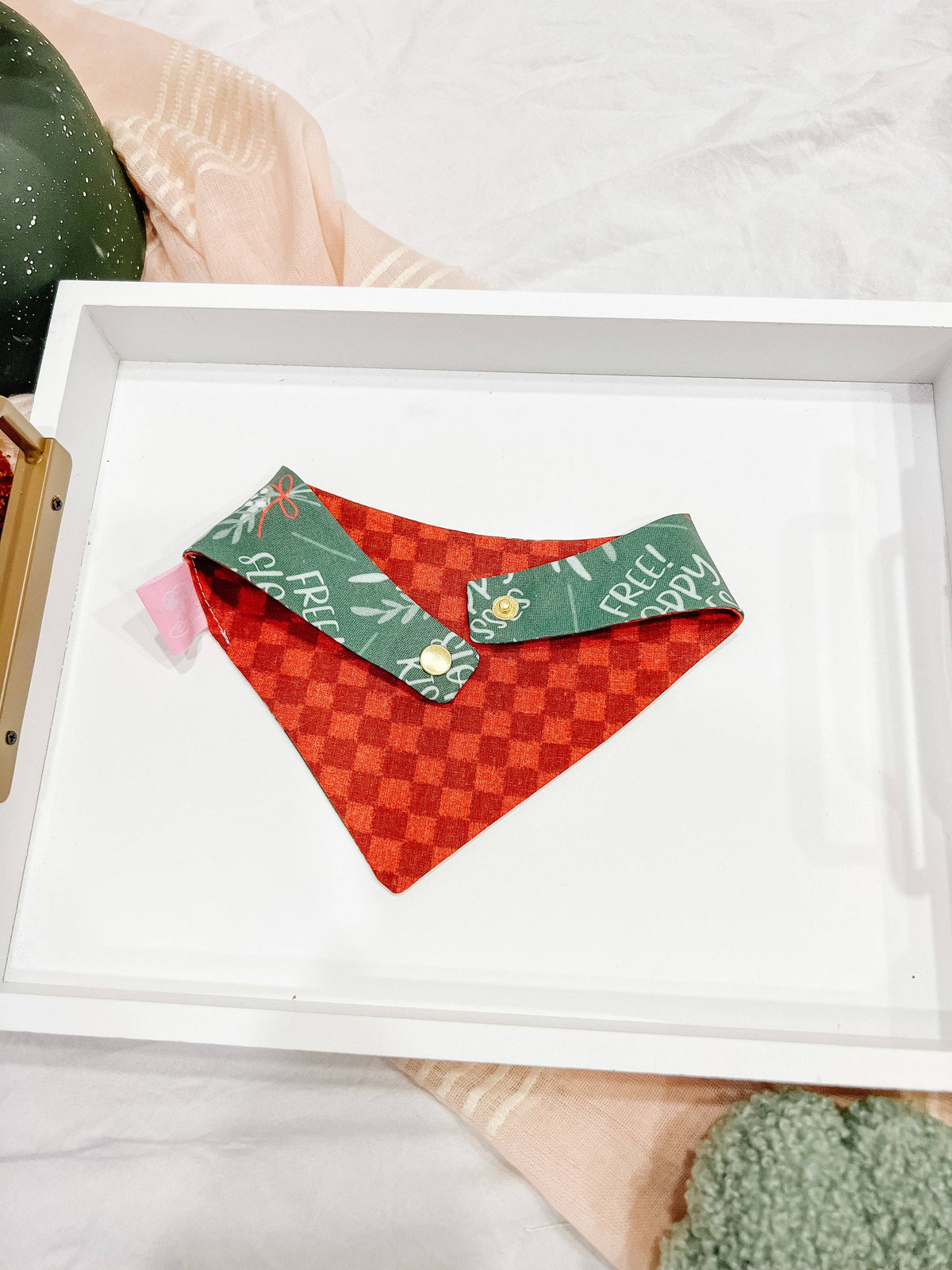 Christmas Snap-On Reversible Dog Bandana, Curved Neck