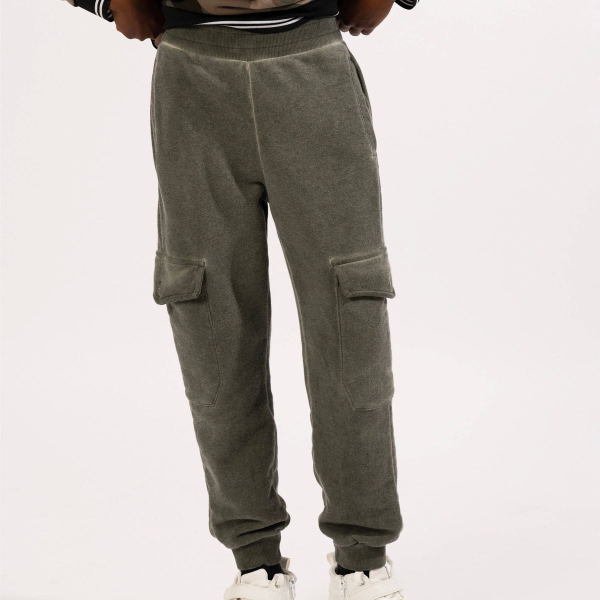 Boys’ Garment-Dyed Cargo Fleece Joggers