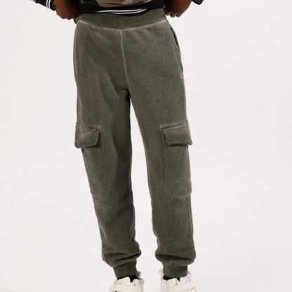 Boys’ Garment-Dyed Cargo Fleece Joggers