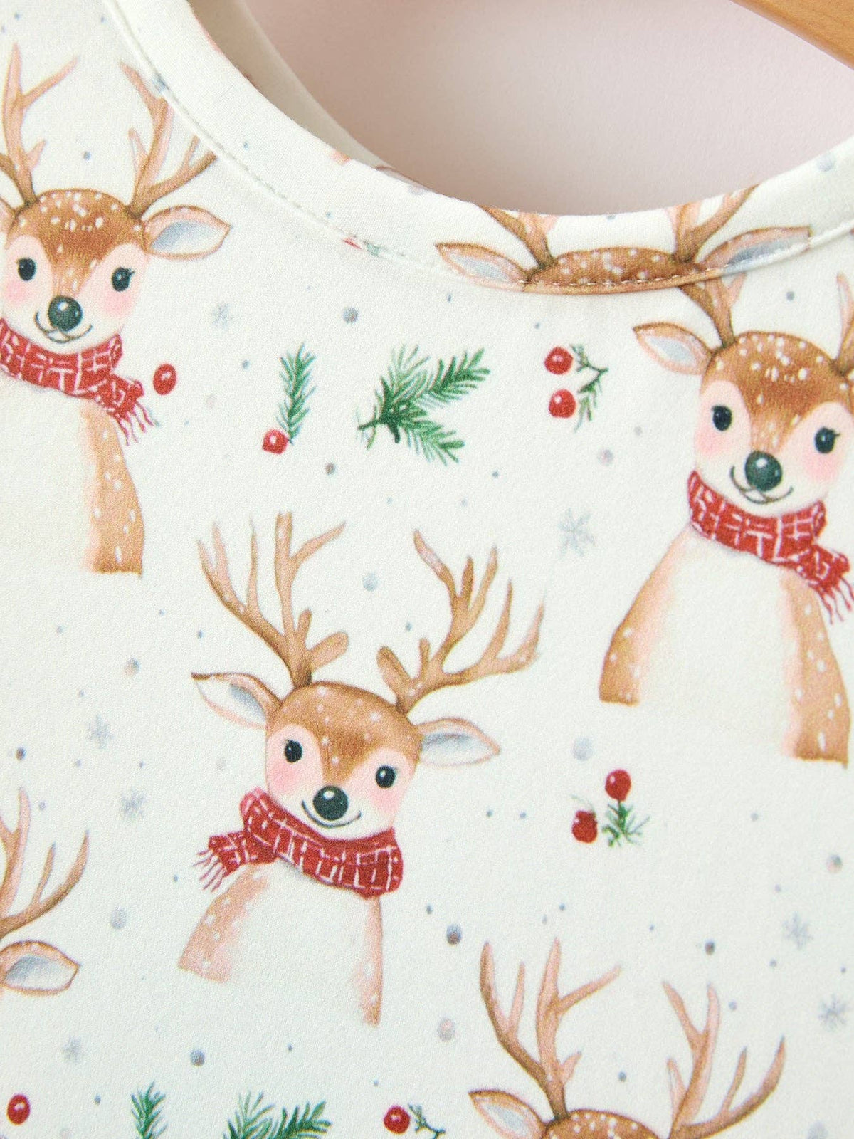 Girls Reindeer Christmas Twirl Long Sleeve Dress