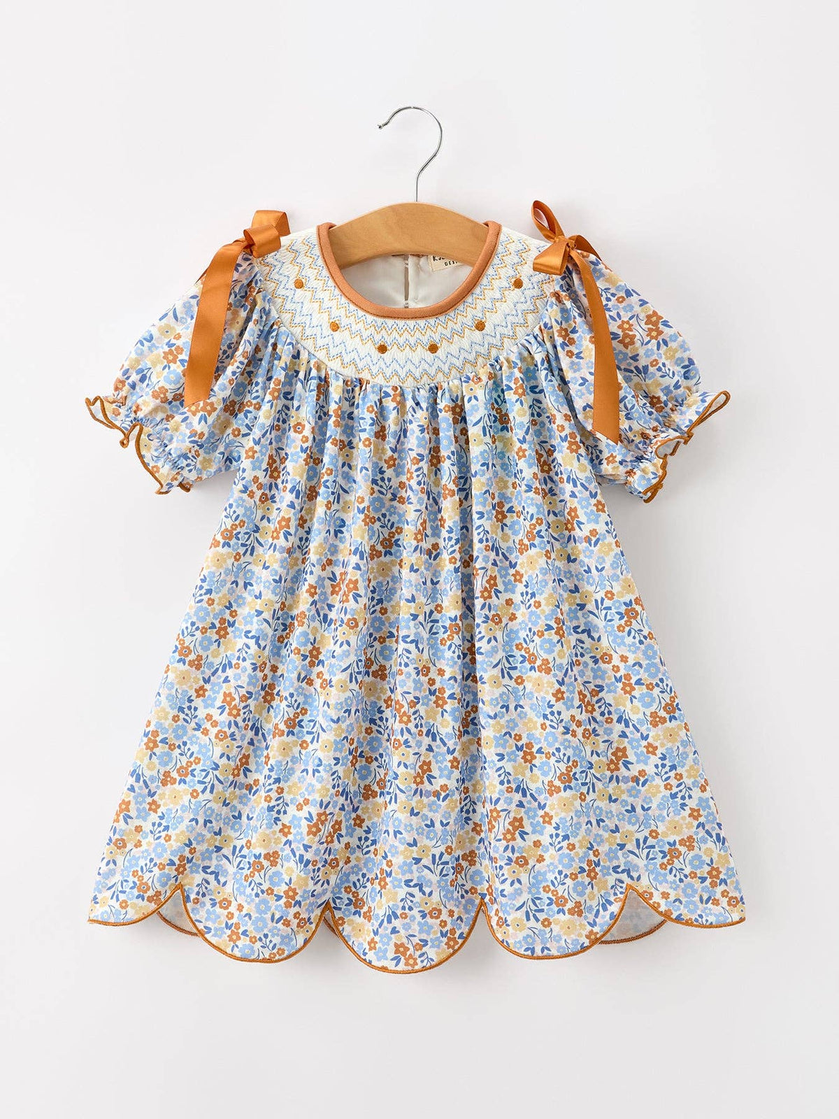Fall Floral Smocked Girls Dress