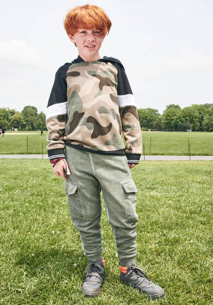 Boys’ Garment-Dyed Cargo Fleece Joggers