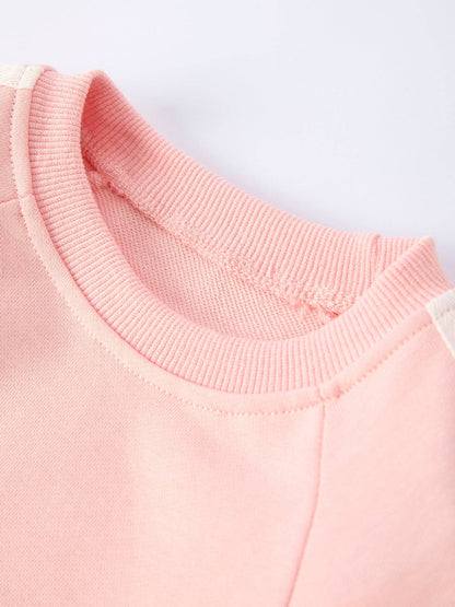 Girls Pink Bow Trim Sweatshirt and Pants Set