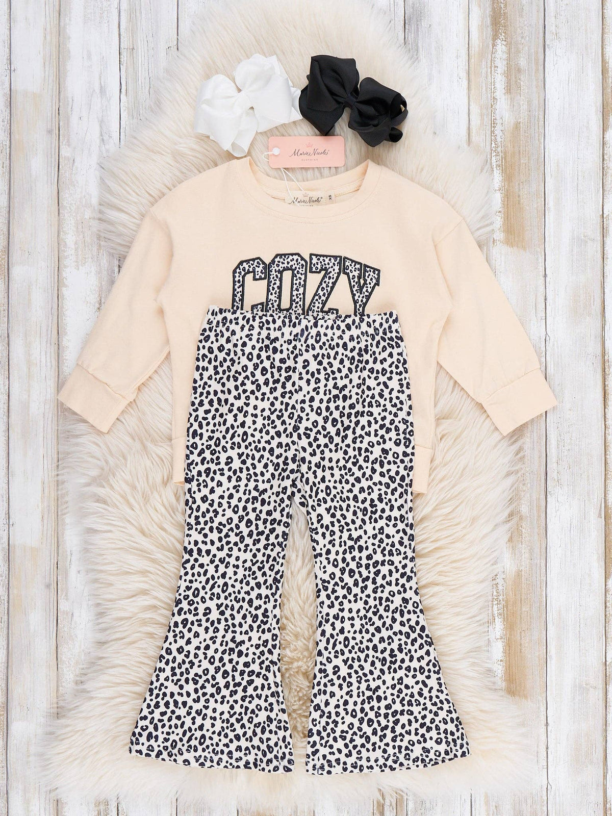 "Cozy Season" Leopard Bell Bottom Outfit
