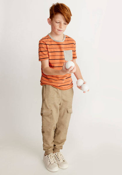 Boys’ Garment-Dyed Cargo Fleece Joggers