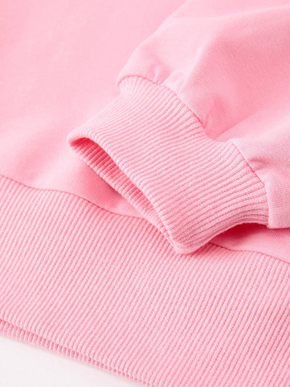 Girls Pink Bow Trim Sweatshirt and Pants Set