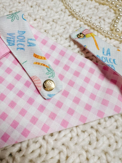 Summer Snap-On Dog Bandana, Curved Neck Cotton (Reversible)