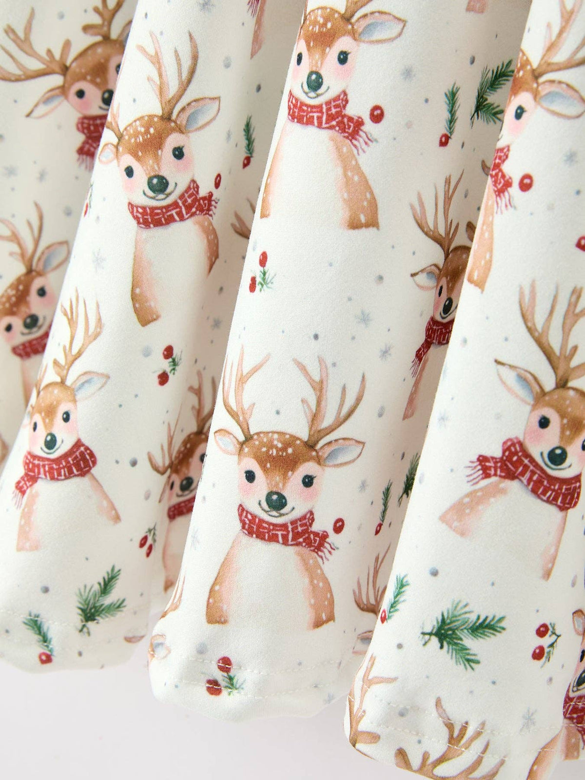 Girls Reindeer Christmas Twirl Long Sleeve Dress