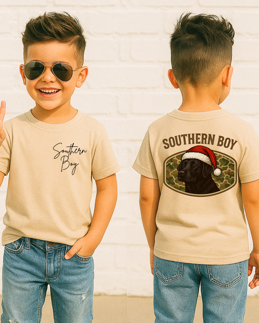 Christmas Dog Southern Boy Long Sleeve Shirt