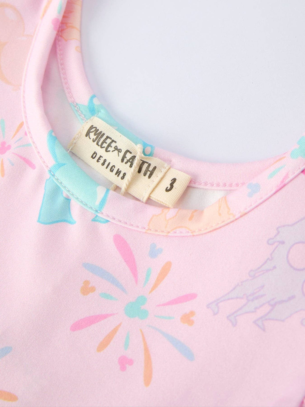 Spring Pink Theme Park Print Girls Twirl Dress